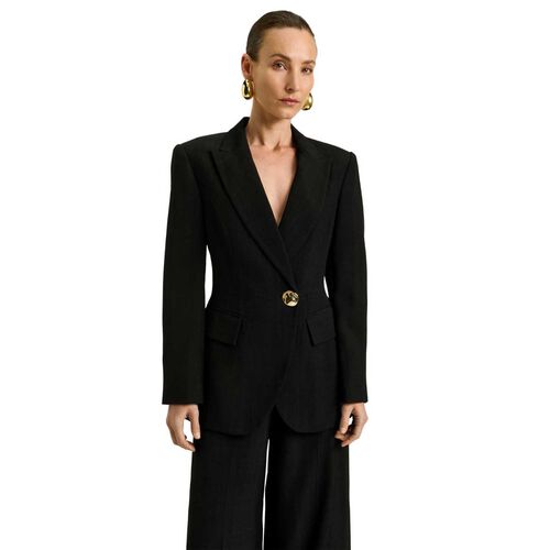 Veronika Maine Lustred Weave Hourglass Blazer